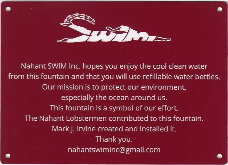 The plaque installed at the fountain