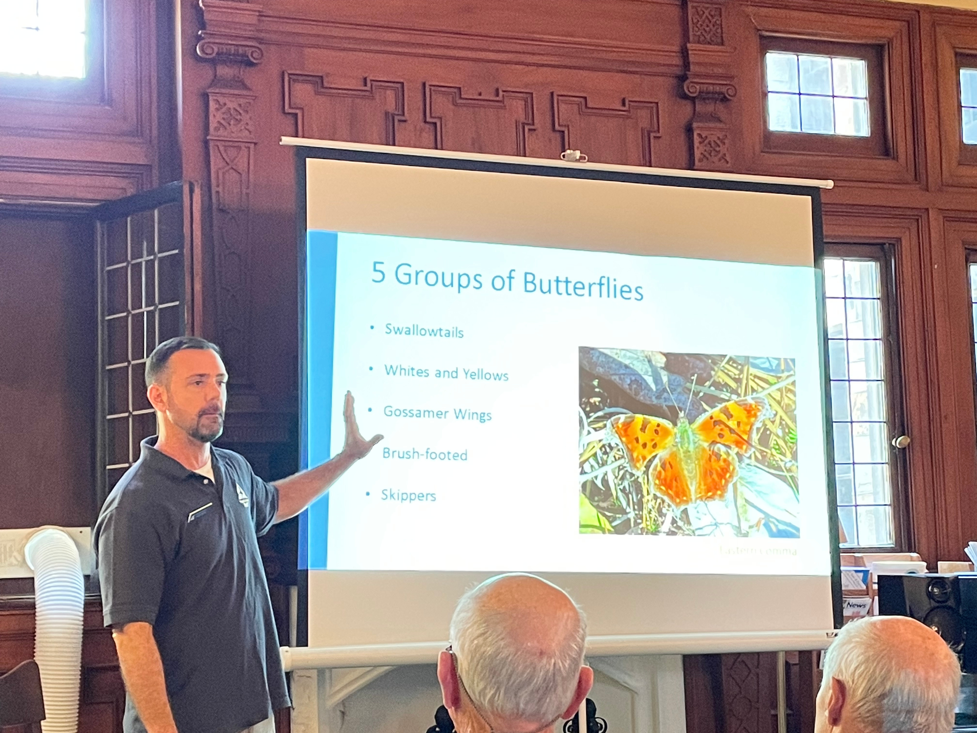 Scott Santino presents slides about butterflies