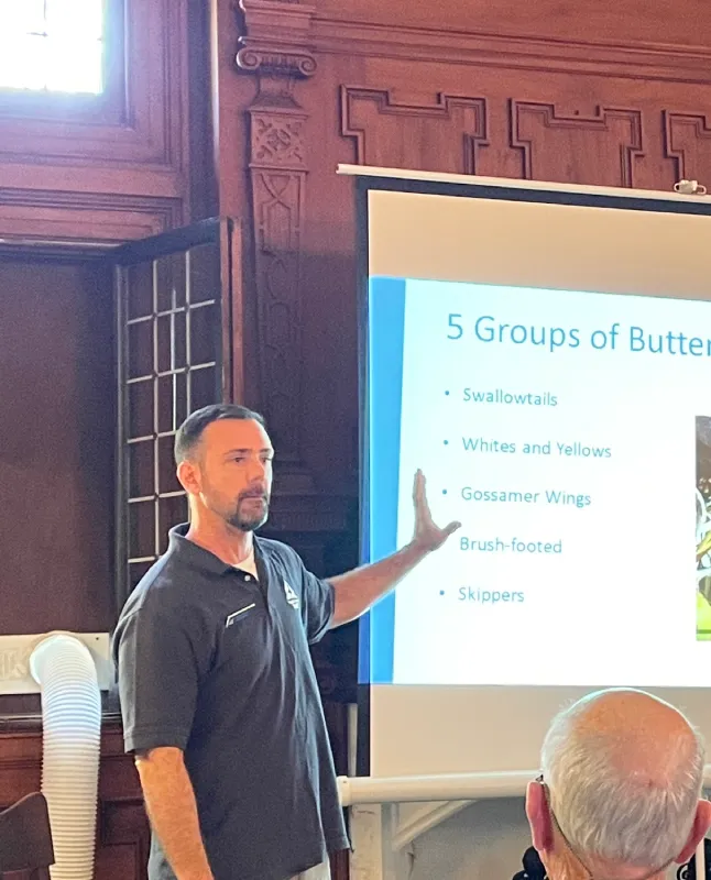 Scott Santino presents slides about butterflies